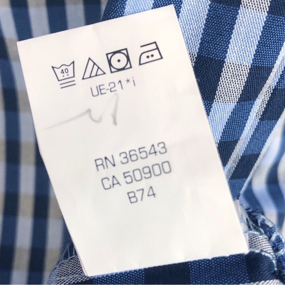 Van Heusen Flex Slim Fit Blue Check Plaid Button Down Shirt - Picture 13 of 16
